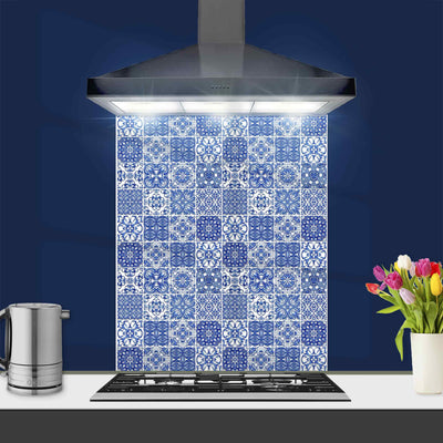 Mixed Delft Tiles Kitchen Splashback - Blue & White
