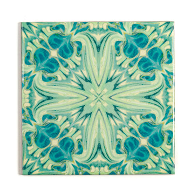 Blue Green Vintage Botanical Tiles