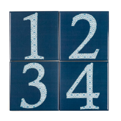 Ceramic Numerals  - Decorative Tile Numbers -  FIRED INK Version