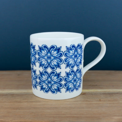 Large blue bone china mug - DoodlePippin