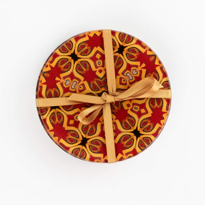 Gold, red and black "Medieval" design coasters
