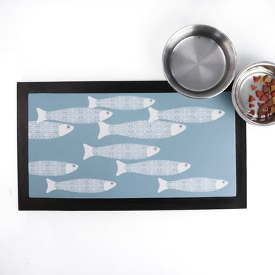 Ocean Fish Cat Food Mat - Waterproof Floor Mat - DoodlePippin