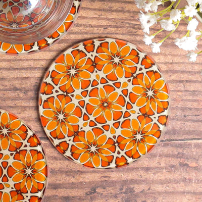 Moroccan Flower Coasters - Pink Apricot Orange