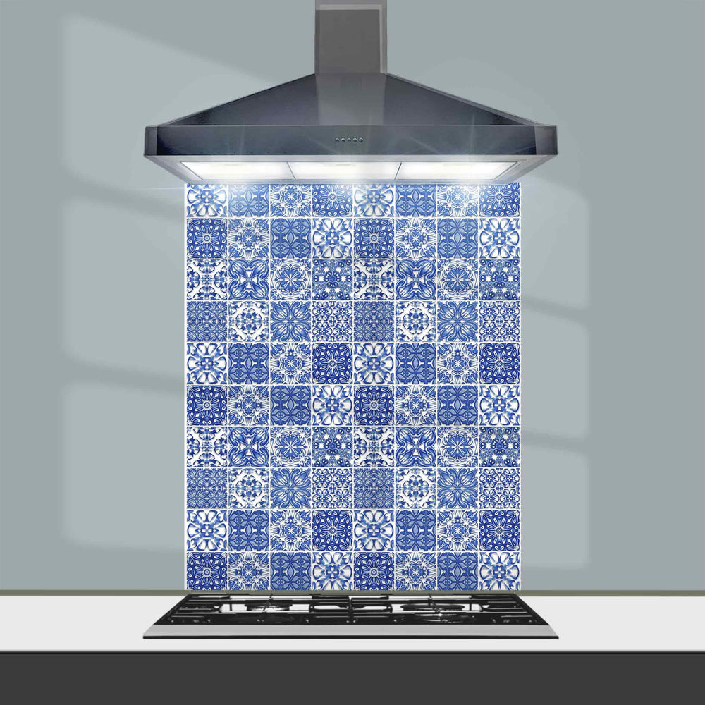 Mixed Delft Tiles Kitchen Splashback - Blue & White