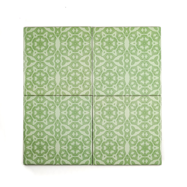 SALE: Set of 4x 15cm Green Stonework Tiles