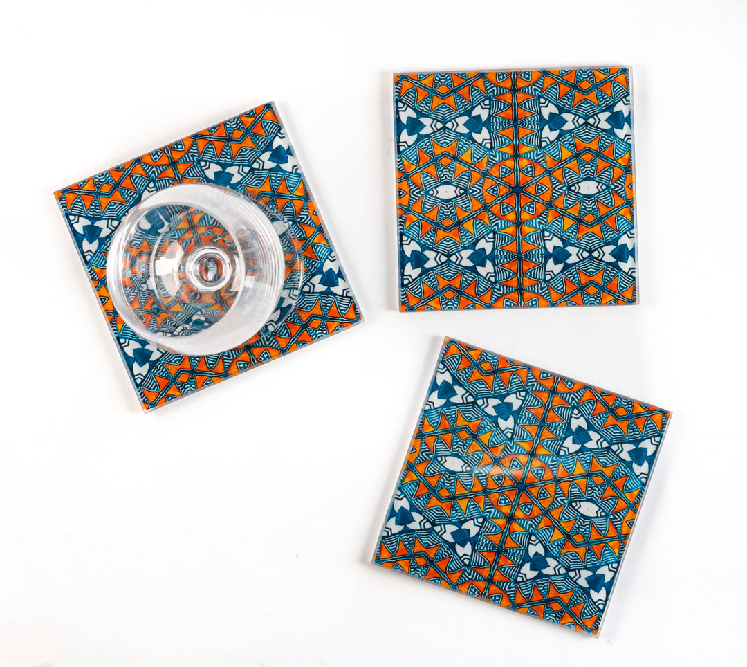 Acoma - Patterned Glass Coaster Set