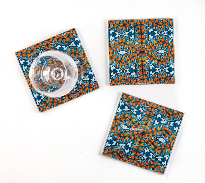 Acoma - Patterned Glass Coaster Set