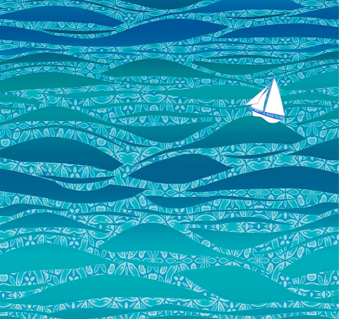 Caribbean Sea Kitchen Splashback - Boats Version