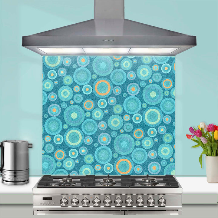 Mixed Circles Splashback - blues and oranges