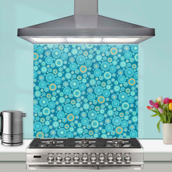 Mixed Circles Splashback - blues and oranges