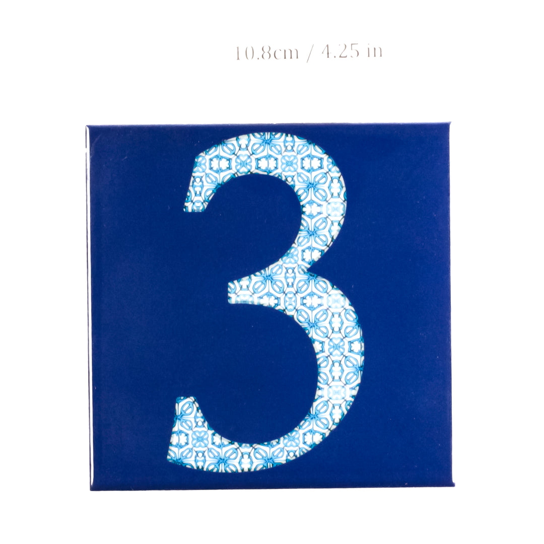 SALE -  Single Ceramic Numerical Tile -  Number "3" (10.8cm)