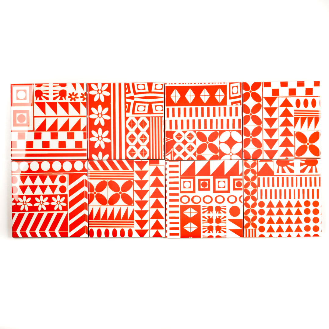 Orange Geometric Retro tiles