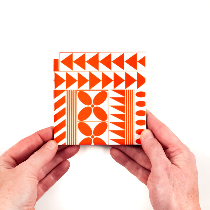 SALE SET of 8x 10.8cm Orange Geometric Retro tiles