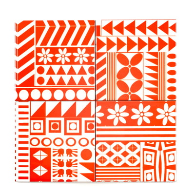 Orange Geometric Retro tiles