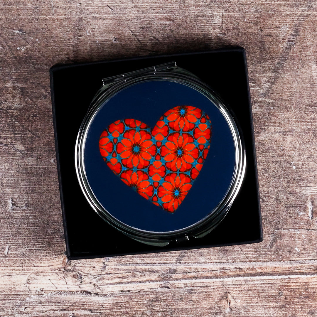 Flower Hearts Folding Mirror and Lens Cloth