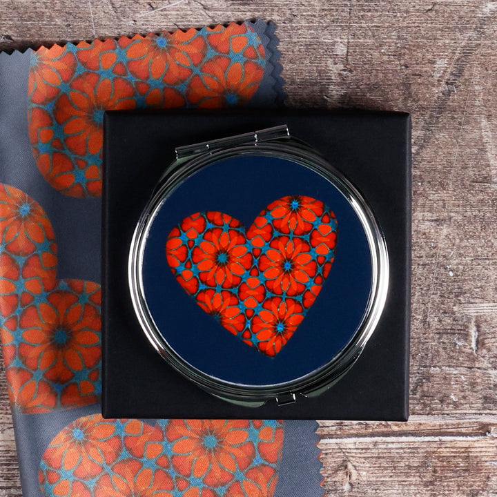 Flower Hearts Folding Mirror and Lens Cloth