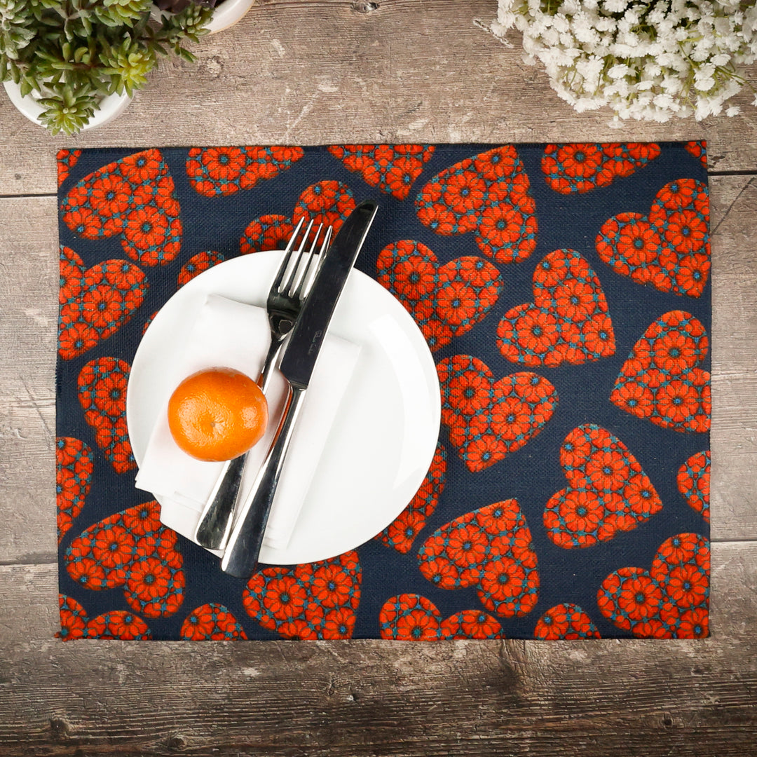 Marokkanisches Herzen Stoff-Tischset – DoodlePippin