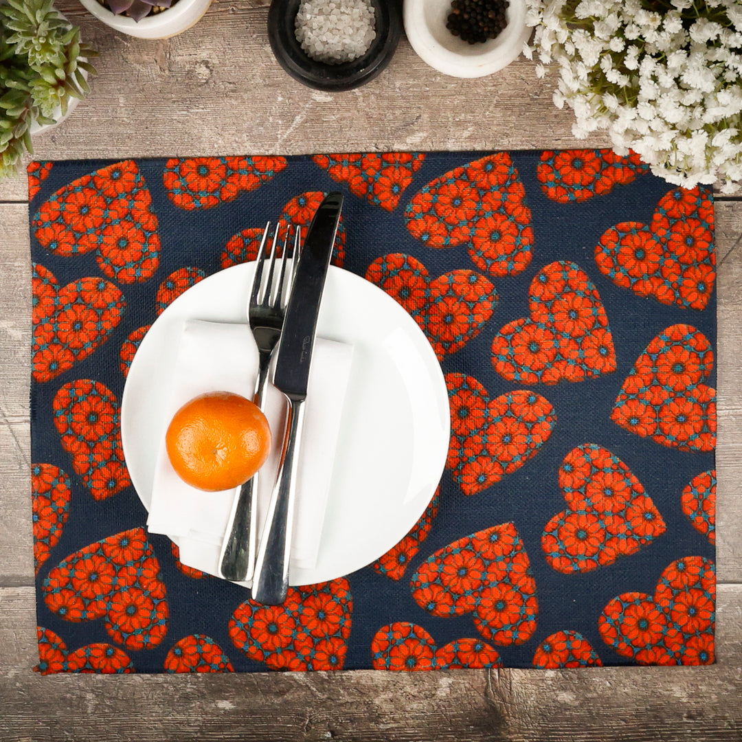 Marokkanisches Herzen Stoff-Tischset – DoodlePippin
