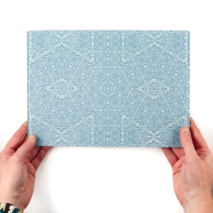 Blue Turkish Flower Chopping Board - Delicate Blue Grey