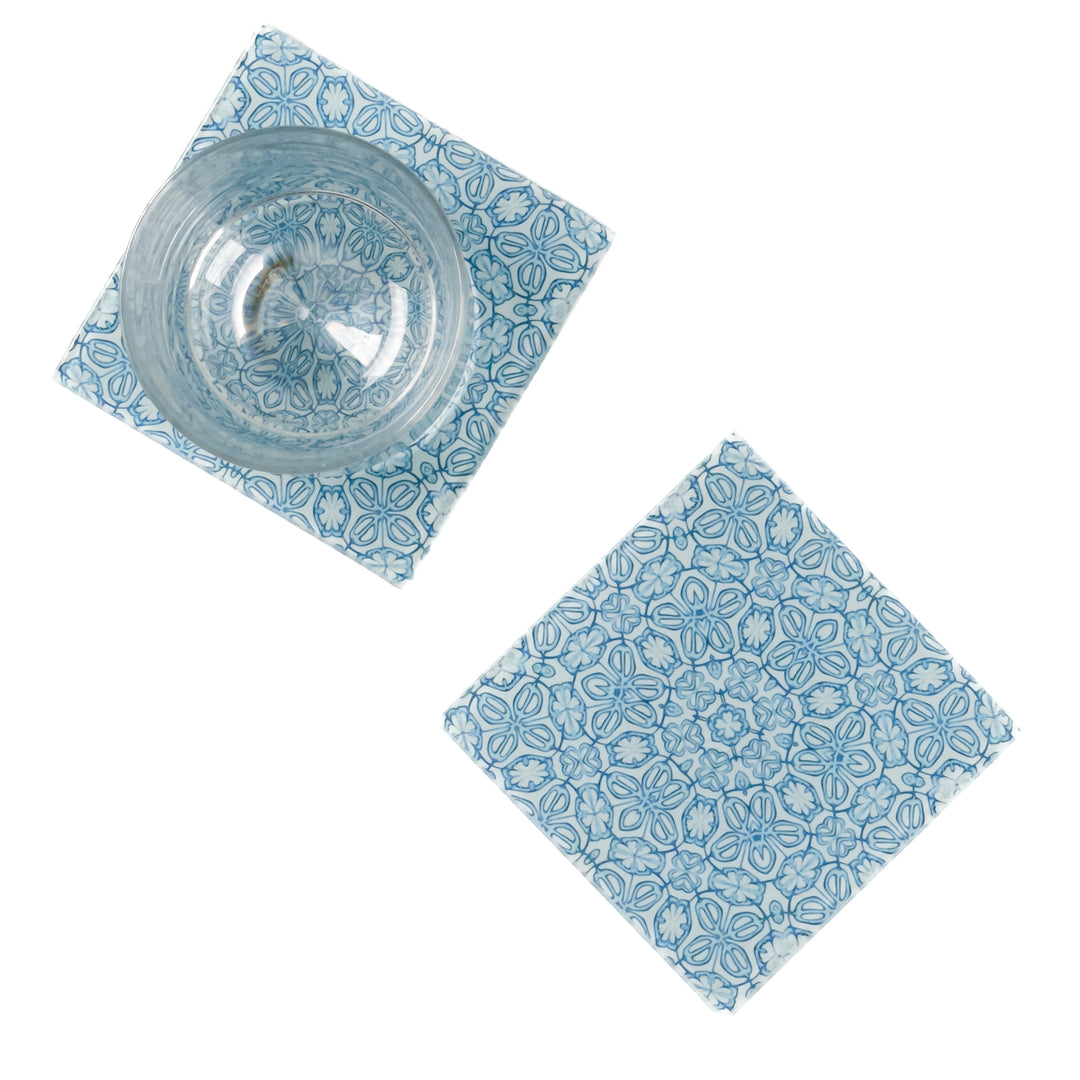 Blue Turkish Flower Chopping Board - Delicate Blue Grey
