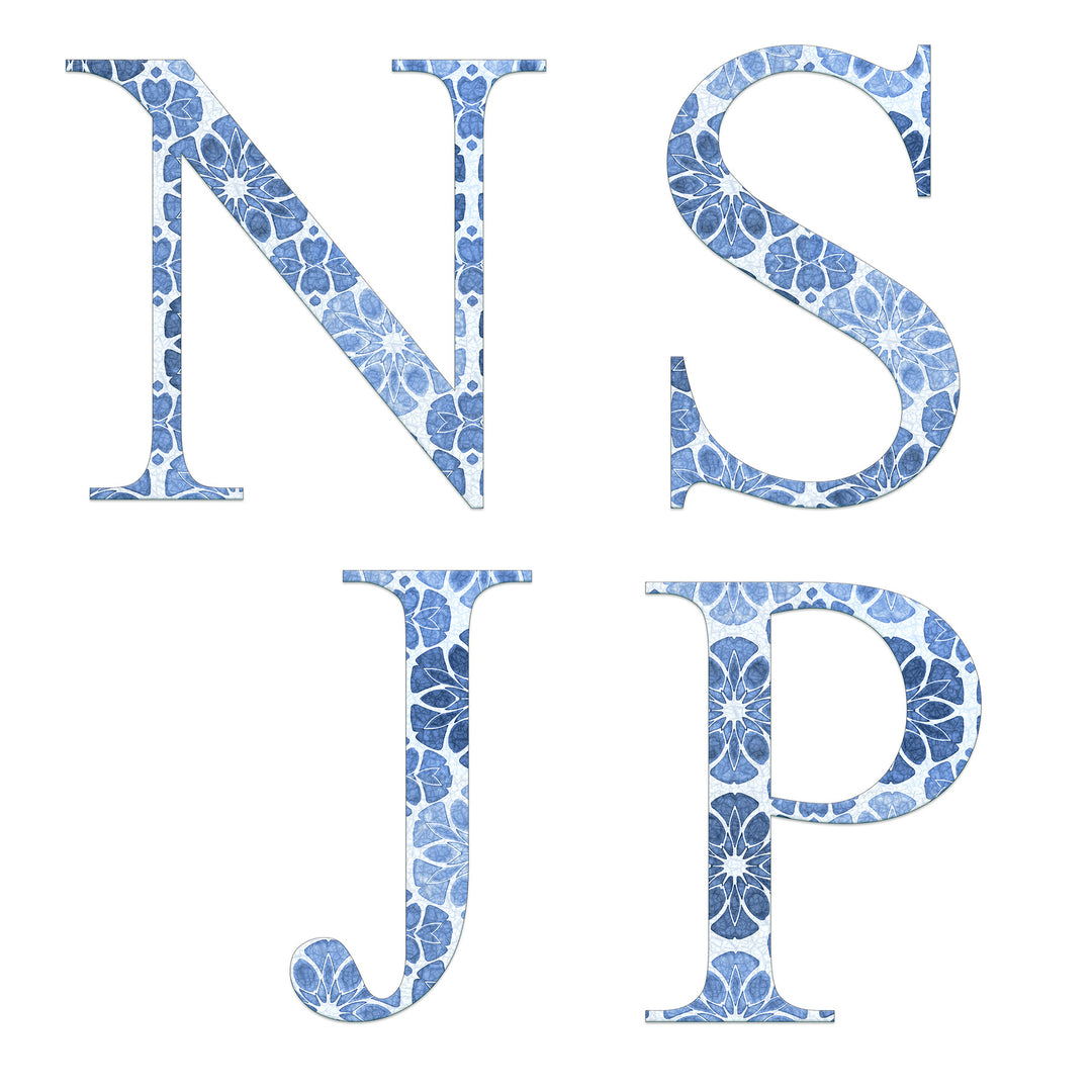 Initials, Letters &amp; Symbols Mug - Watercolour Blue