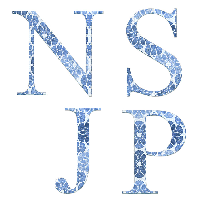 Initials, Letters &amp; Symbols Mug - Watercolour Blue