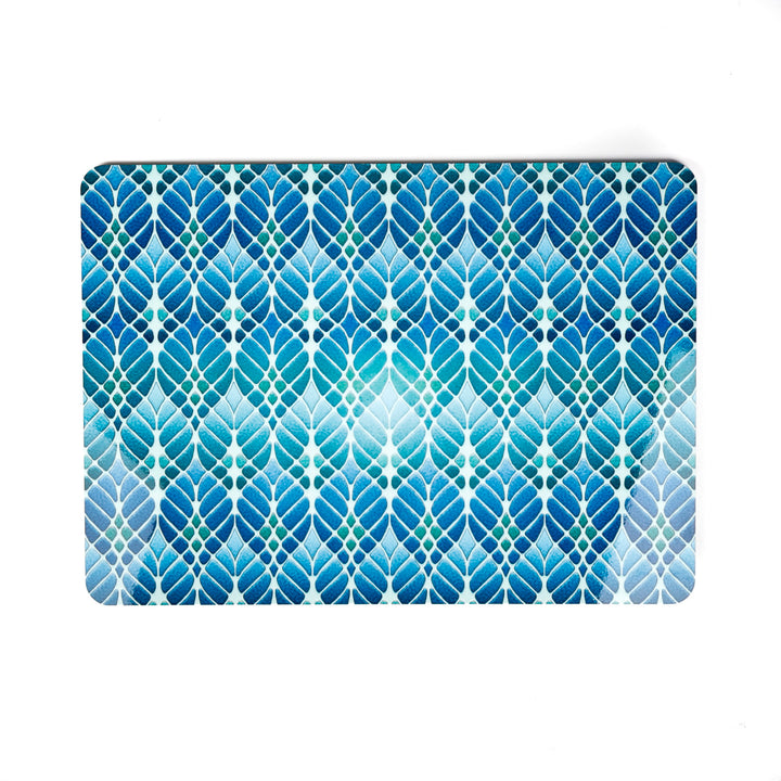 SALE 2x Cork Placemats - Interwoven Trees &amp; Blue/Orange "Greek" designs