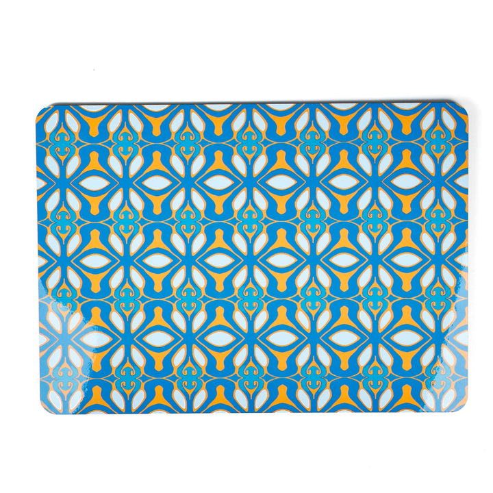 SALE 2x Cork Placemats - Interwoven Trees &amp; Blue/Orange "Greek" designs