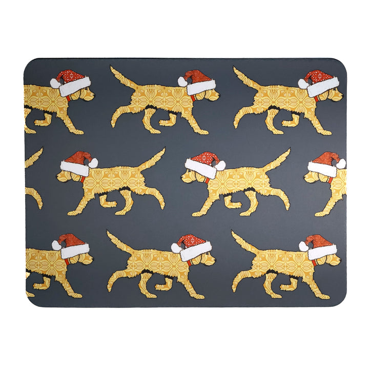 Christmas Labradoodle / Labrador Large Pet Food Mat - Yellow Labs