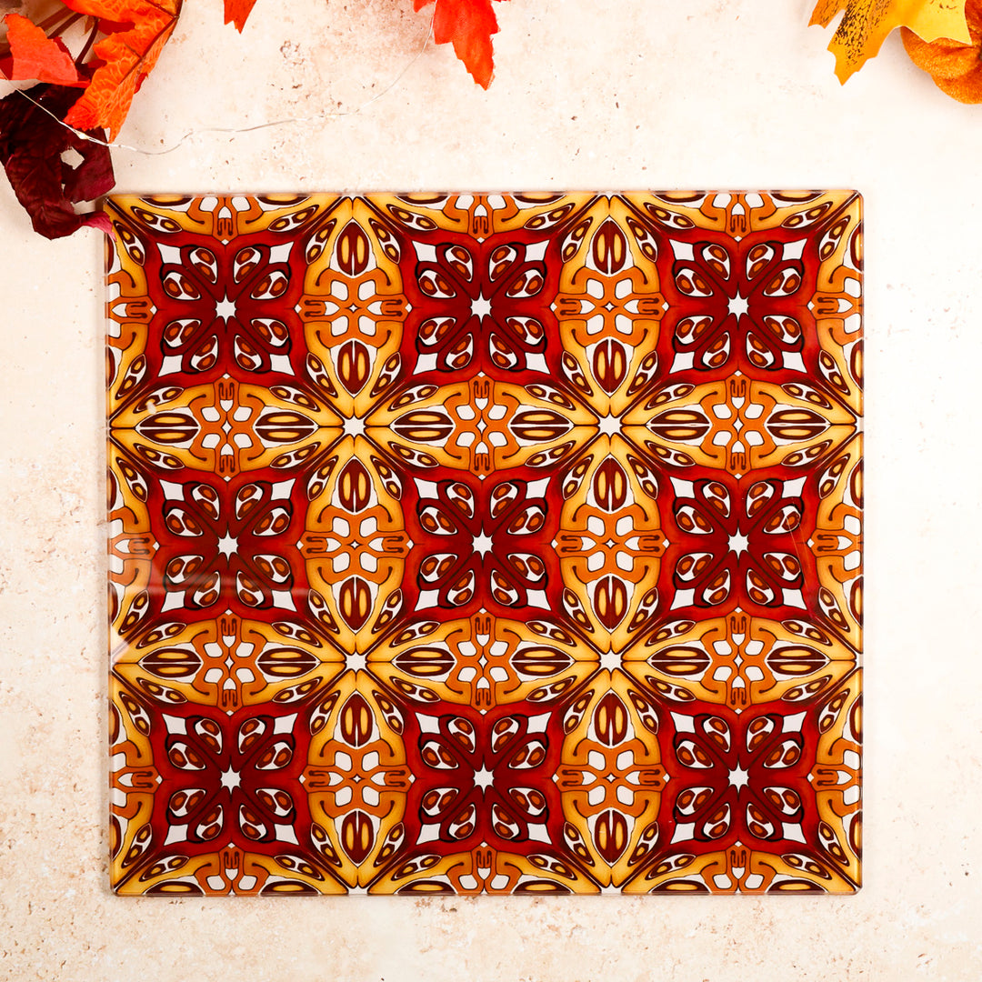 Red and Gold "Suzanne" Design Worktop Protector
