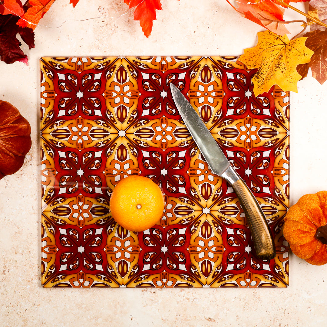 Red and Gold "Suzanne" Design Worktop Protector