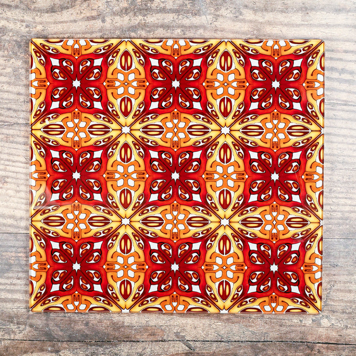 Red and Gold "Suzanne" Design Worktop Protector
