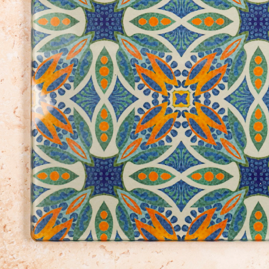 Thistle Design - Blue/Green/Orange - Decorative Worktop Protector