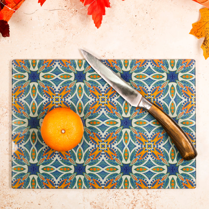 Thistle Design - Blue/Green/Orange - Decorative Worktop Protector