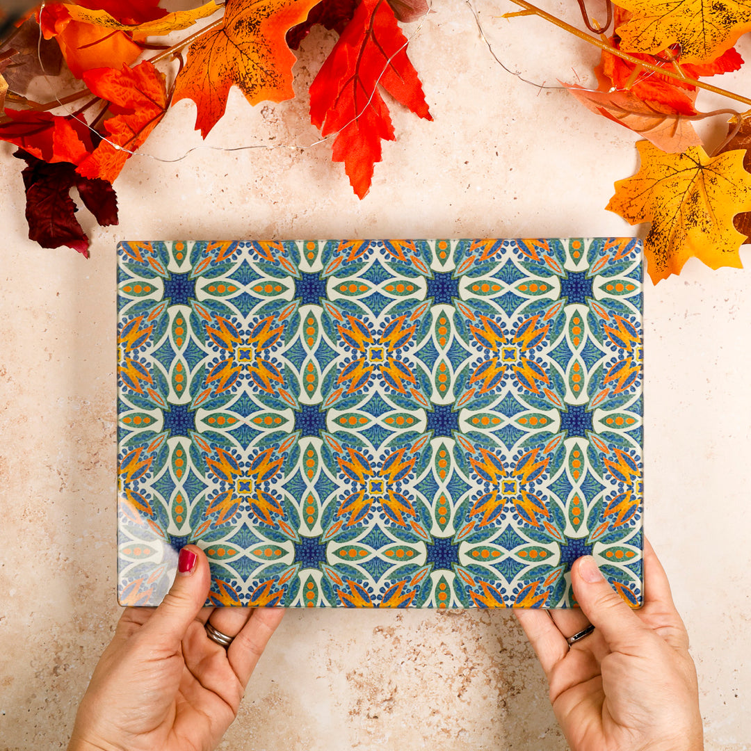 Thistle Design - Blue/Green/Orange - Decorative Worktop Protector