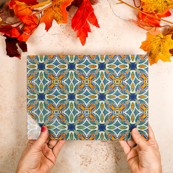 Thistle Design - Blue/Green/Orange - Decorative Worktop Protector
