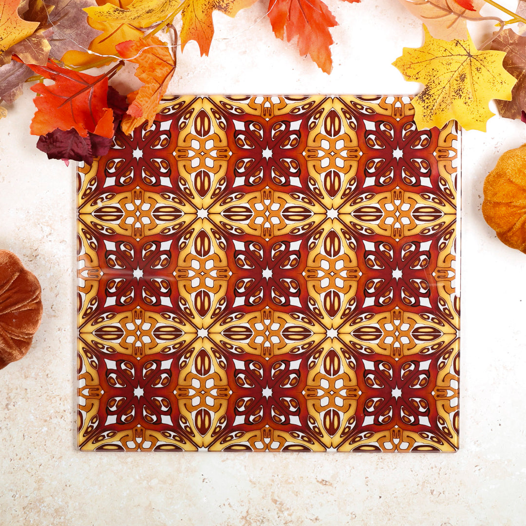 Red and Gold "Suzanne" Design Worktop Protector