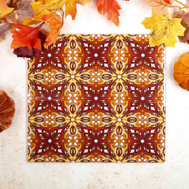 Red and Gold "Suzanne" Design Worktop Protector
