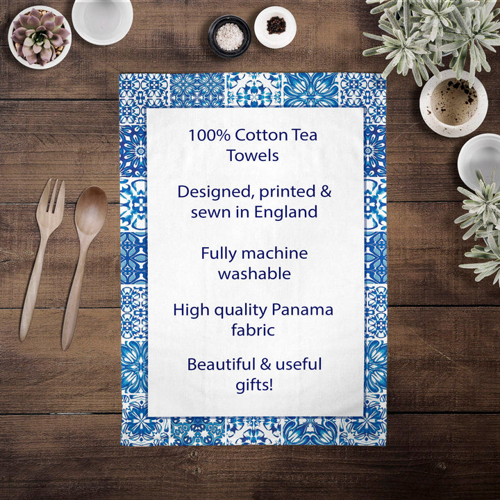 Ocean Shoal tea towel - Grey Blue
