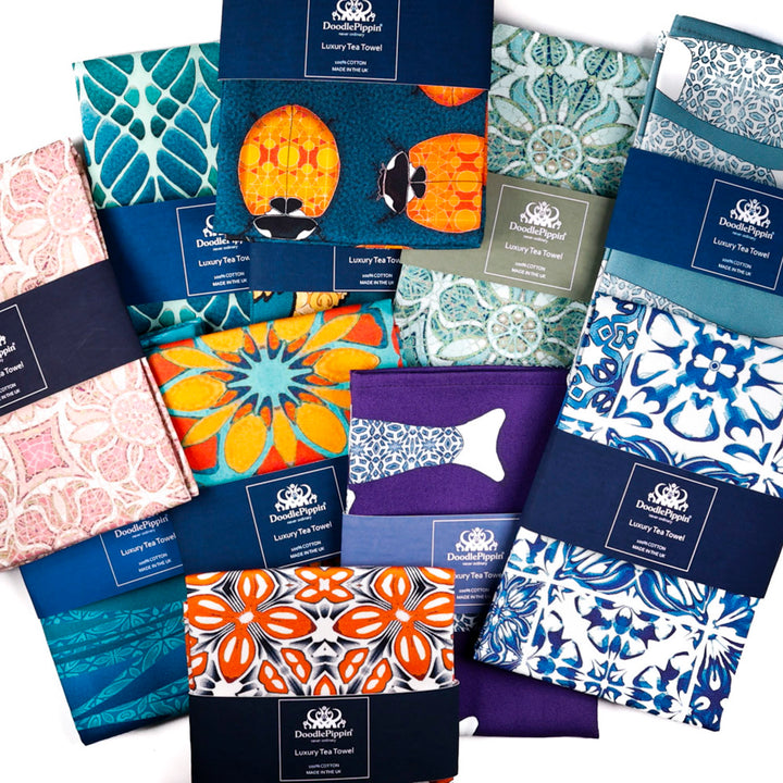 Ocean Shoal tea towel - Grey Blue