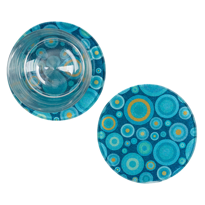 Starry Night Turquoise/Orange Chopping Board (circular)