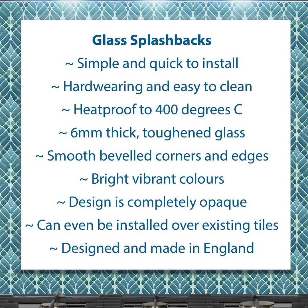 Interwoven Trees Art Nouveau Kitchen Splashback - Blue Turquoise Teal