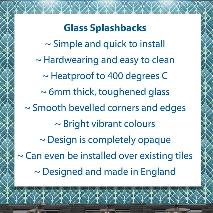 Interwoven Trees Art Nouveau Kitchen Splashback - Blue Turquoise Teal