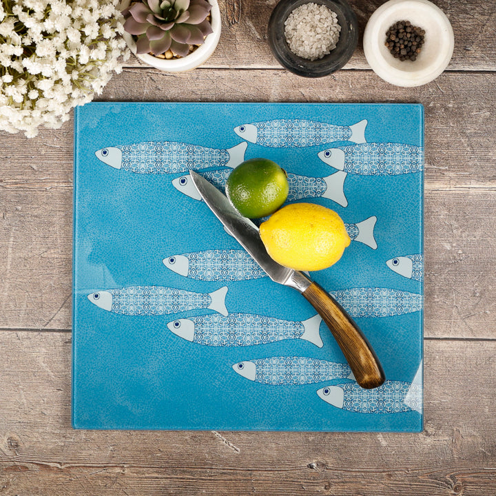 2. WAHL - Mittlerer quadratischer Topfuntersetzer Marineblau „Ocean Shoal“ (glatt)