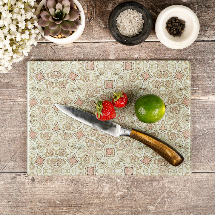 SALE SECOND - Small Pomegranate Worktop Protector - Pink &amp; Grey (20 x 28cm)