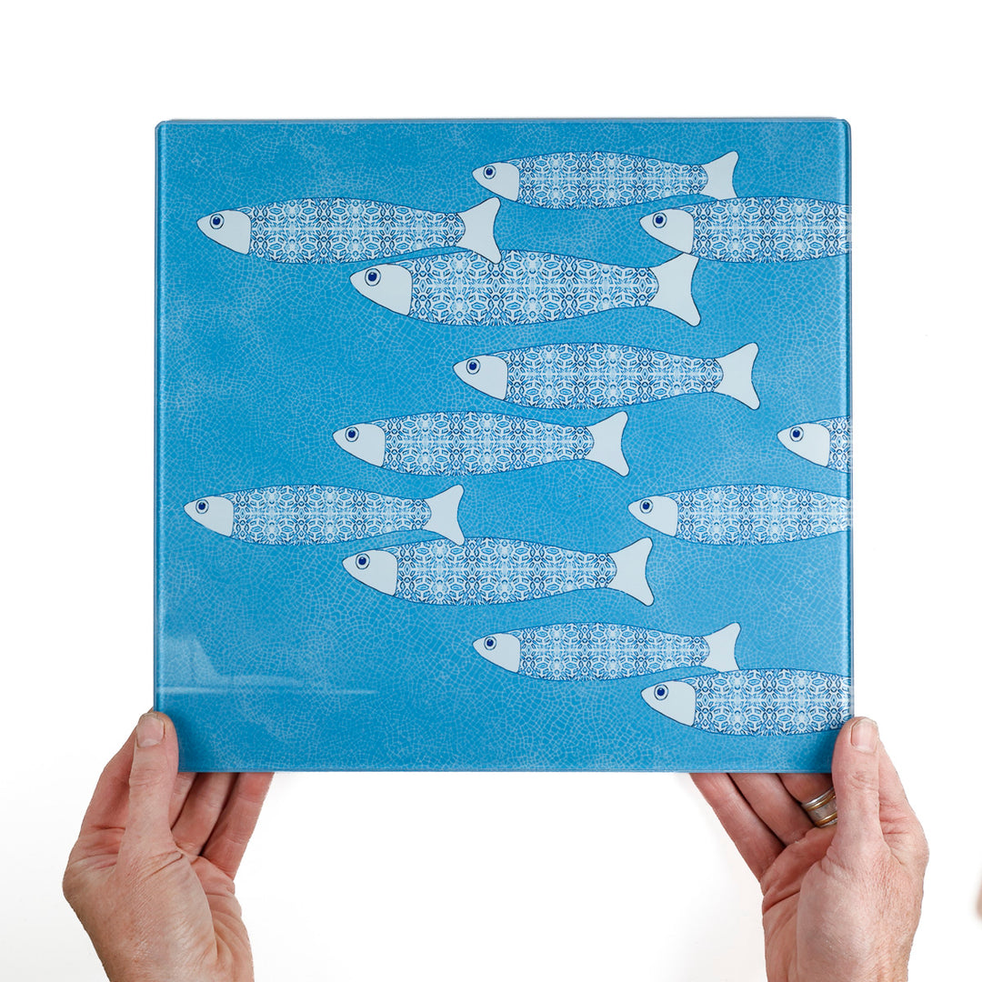 2. WAHL - Mittlerer quadratischer Topfuntersetzer Marineblau „Ocean Shoal“ (glatt)