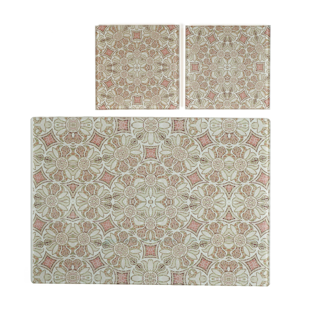 SALE SECOND - Small Pomegranate Worktop Protector - Pink &amp; Grey (20 x 28cm)