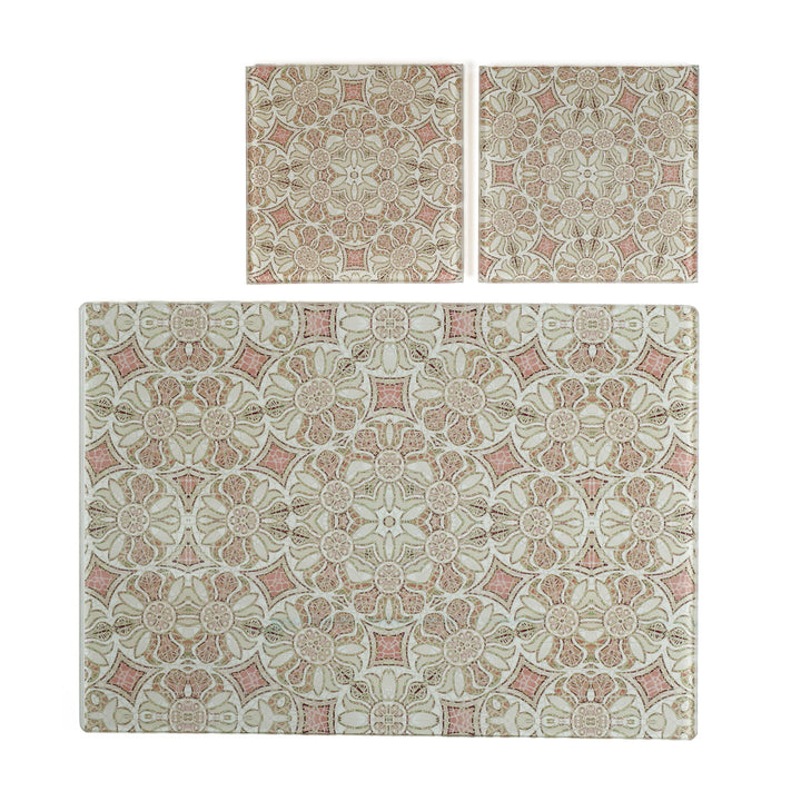 SALE SECOND - Small Pomegranate Worktop Protector - Pink &amp; Grey (20 x 28cm)