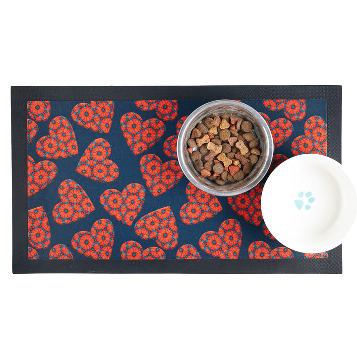 Moroccan Flower Heart Pet Food Mat