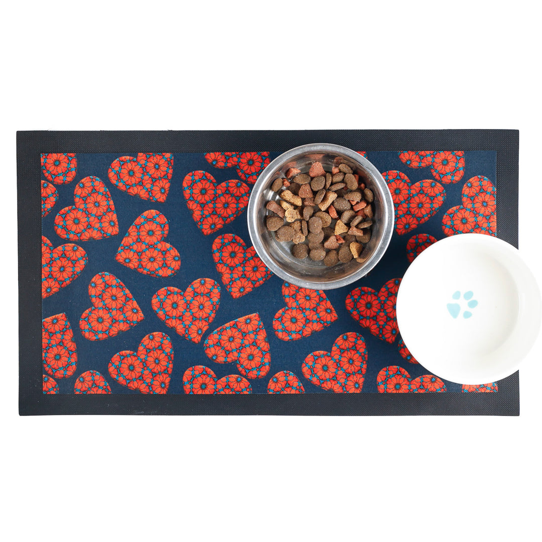 Moroccan Flower Heart Pet Food Mat